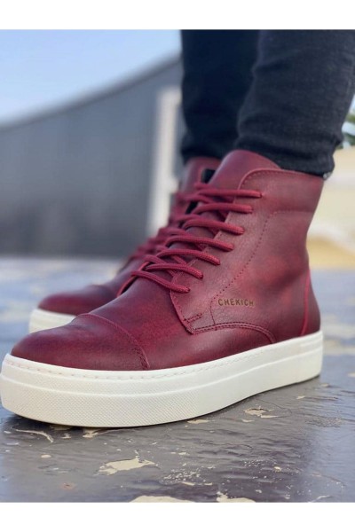 CH029 CBT Vulcanized Lace Up Erkek Bot BORDO